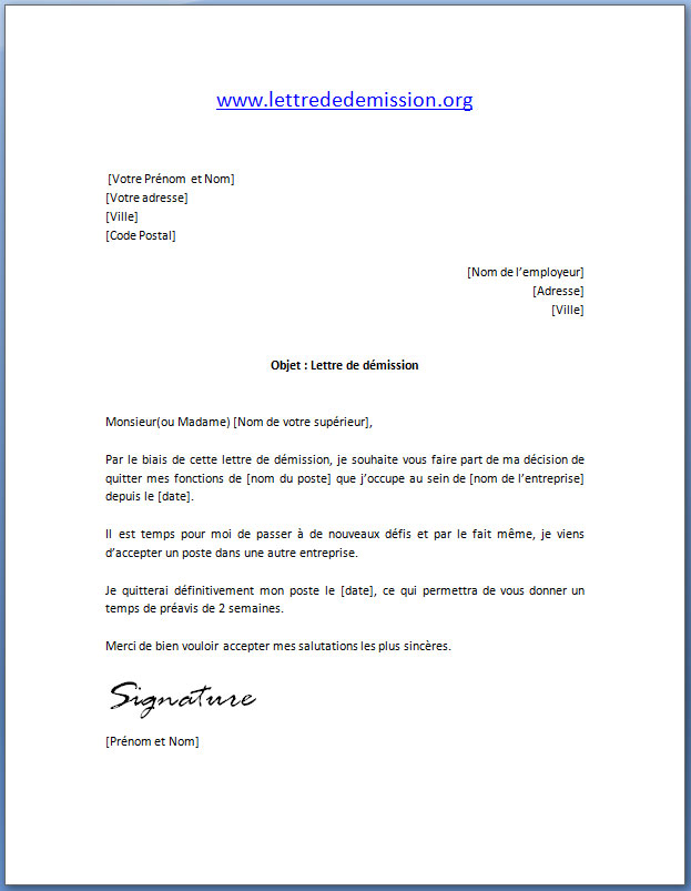 Mod le Lettre De D mission Avec Pr avis Docutexte Mod le Lettre De D mission Avec Pr avis Docutexte