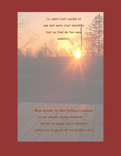 Message de condoléances… Le soleil s’est couché