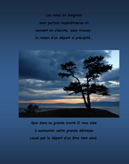 Message de condoléances… Les voies du Seigneur