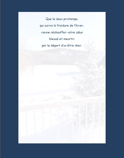 Message de condoléances… Que le doux printemps