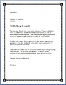 Lettre de condoléances décès fils ou fille