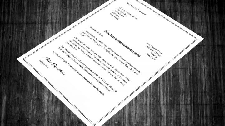 Lettre de démission pour autre emploi