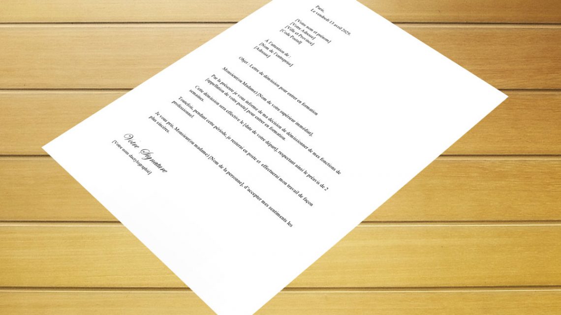 Lettre de démission pour entrer en formation Lettre de démission pour entrer en formation