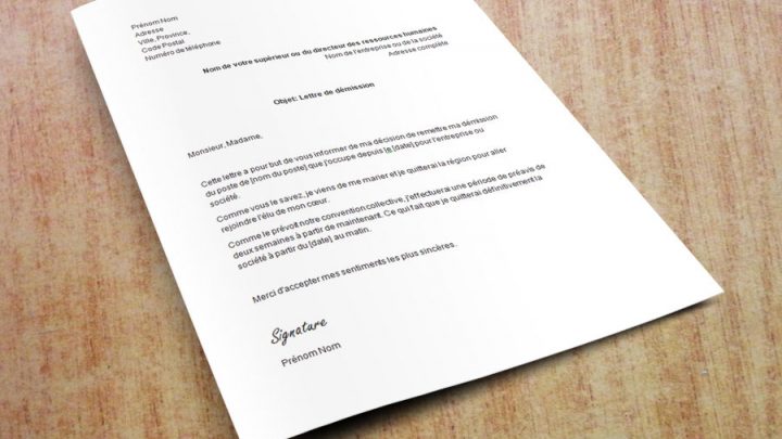 Lettre de démission pour cause de mariage