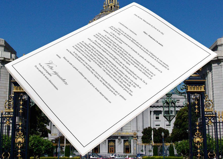 Lettre de démission pour la mairie Lettre de démission pour la mairie