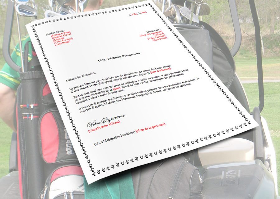 Lettre de démission pour un club sportif