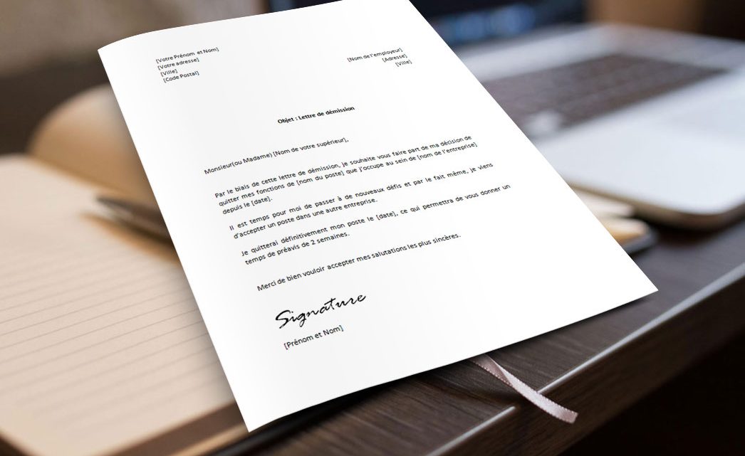 Modèle lettre de démission avec préavis