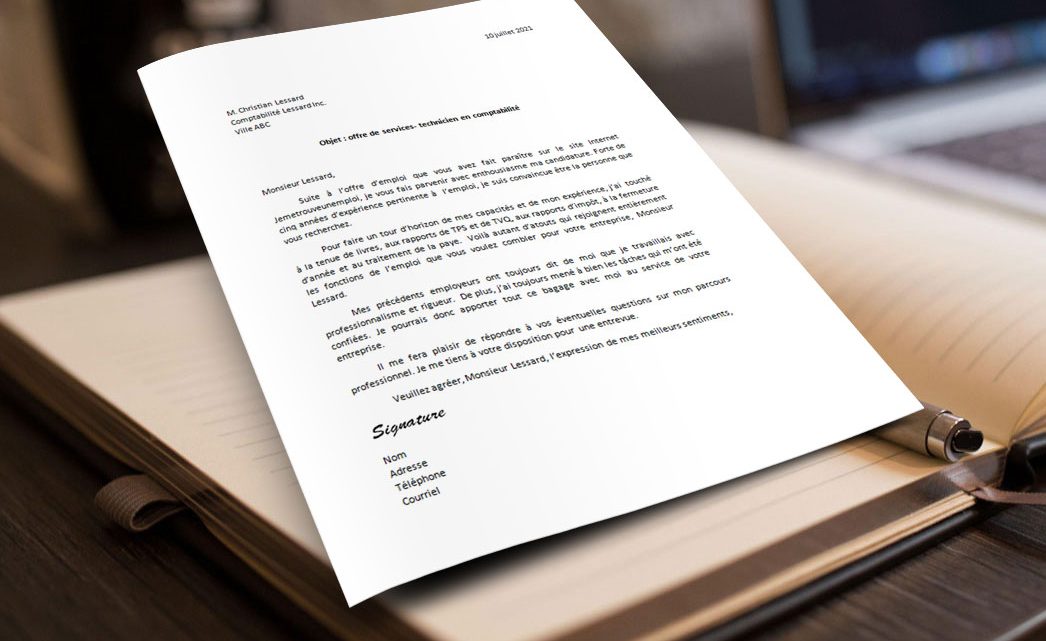 Lettre de motivation | Technicien en comptabilité