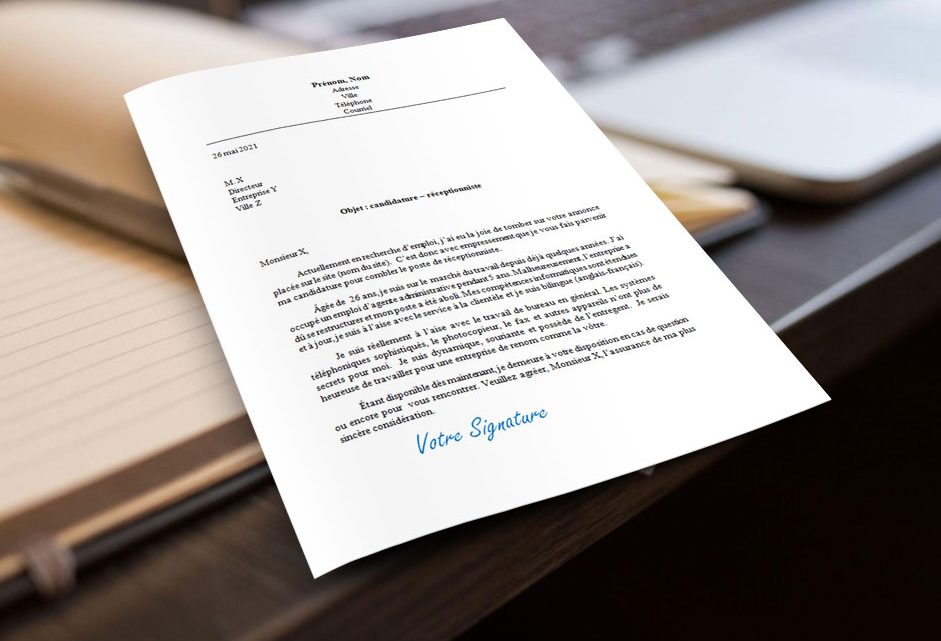Lettre de motivation | Réceptionniste Lettre de motivation | Réceptionniste