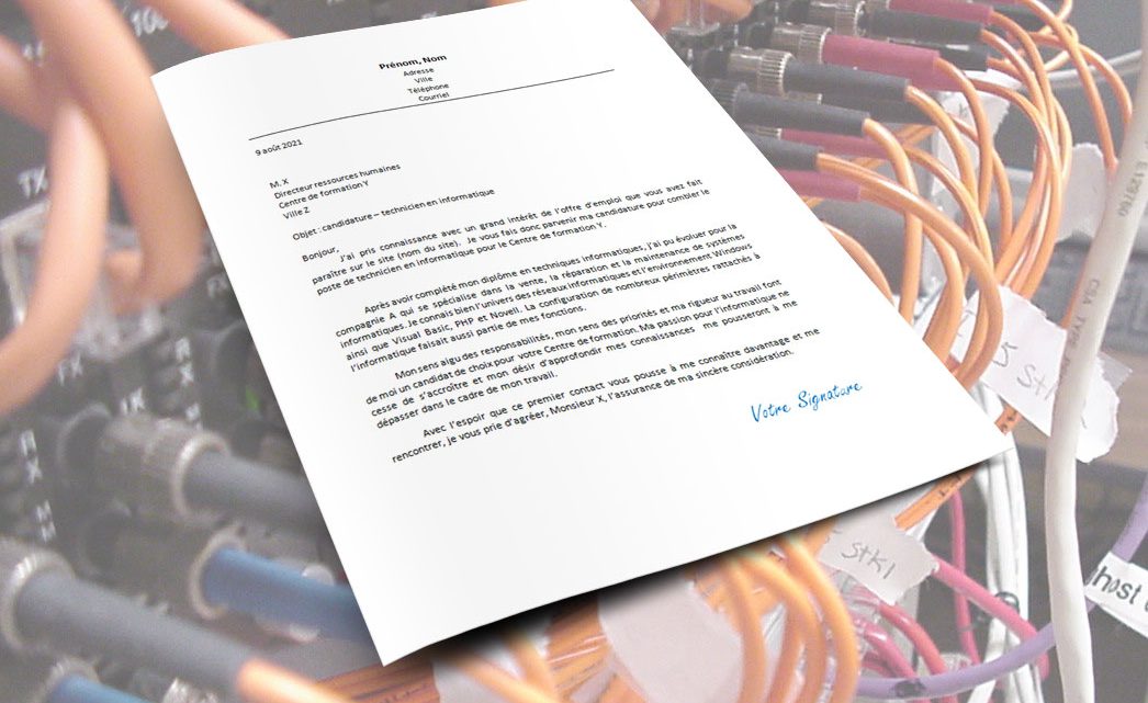 Lettre de motivation | Technicien informatique
