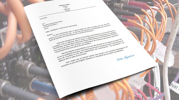 Lettre de motivation | Technicien informatique
