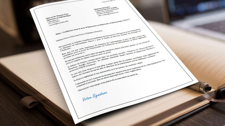 Lettre de présentation Opératrice ou Opérateur en Informatique, Classe 1