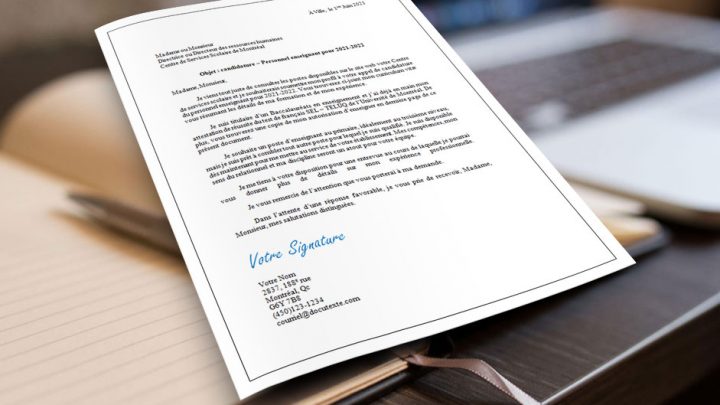 Lettre de présentation pour une Enseignante et un Enseignant du Primaire