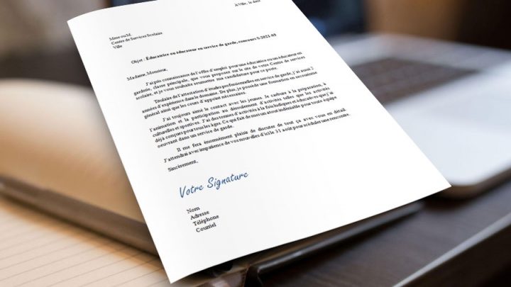 Lettre de présentation pour une éducatrice ou un éducateur en service de garde