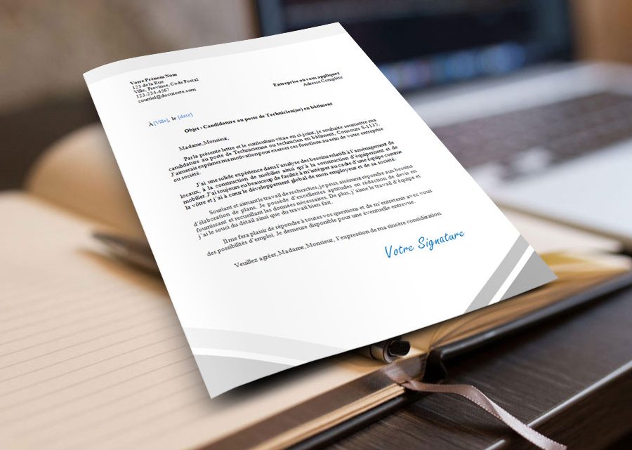 Technicienne ou technicien en bâtiment | Lettre de présentation