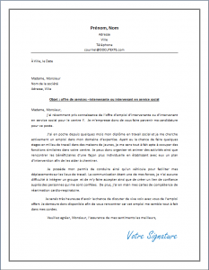 Lettre de motivation pour une intervenante ou un intervenant en service