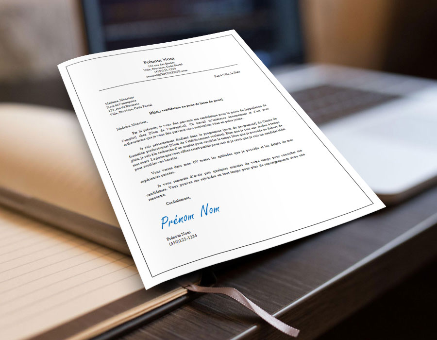 exemple et modèle de lettre de présentation et de motivation pour une étudiante ou un étudiant qui applique sur un emploi