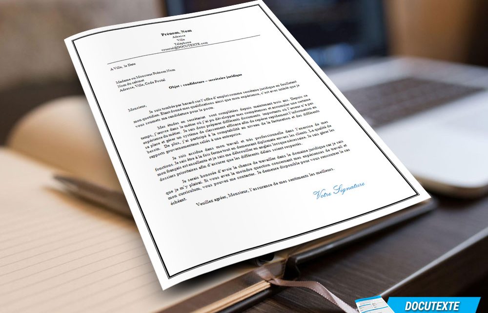 Lettre de motivation | Secrétaire juridique Lettre de motivation | Secrétaire juridique