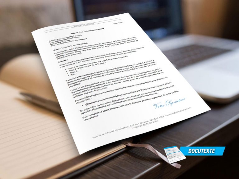 Modèle standard de rapport de mission - Docutexte