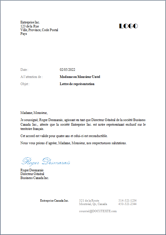 Modèle De Lettre Pour Se Faire Représenter